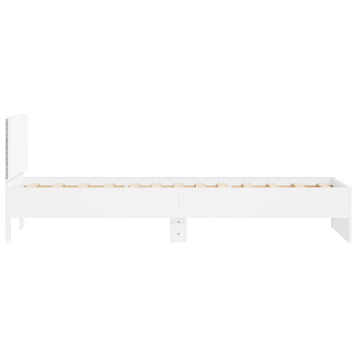 Single Size Bed Frame Without Mattress With Led Lights White 90X190 Cm Ntnnta