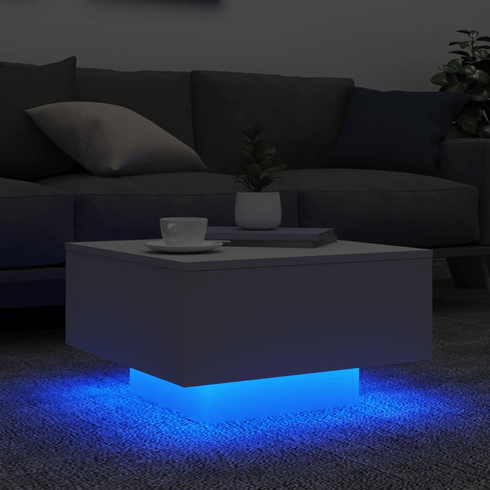 Coffee Table With Led Lights White 55X55X31 Cm Ntlpia