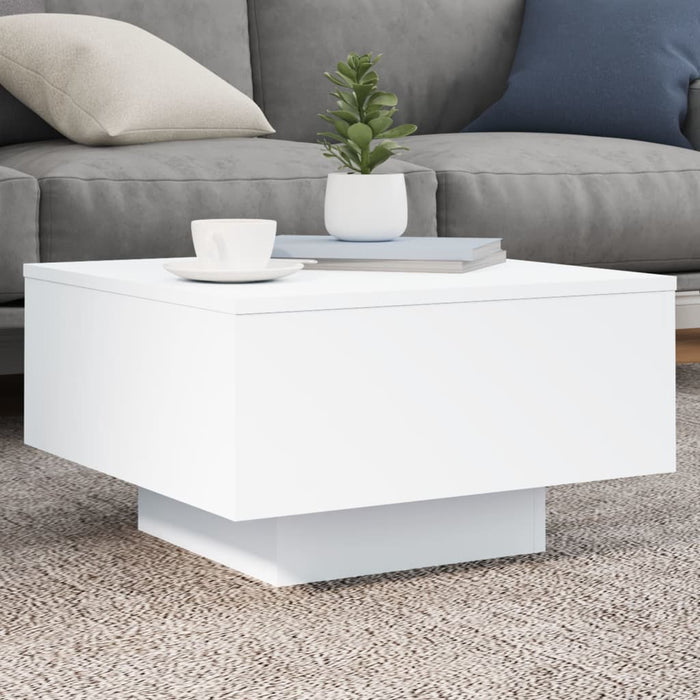 Coffee Table With Led Lights White 55X55X31 Cm Ntlpia