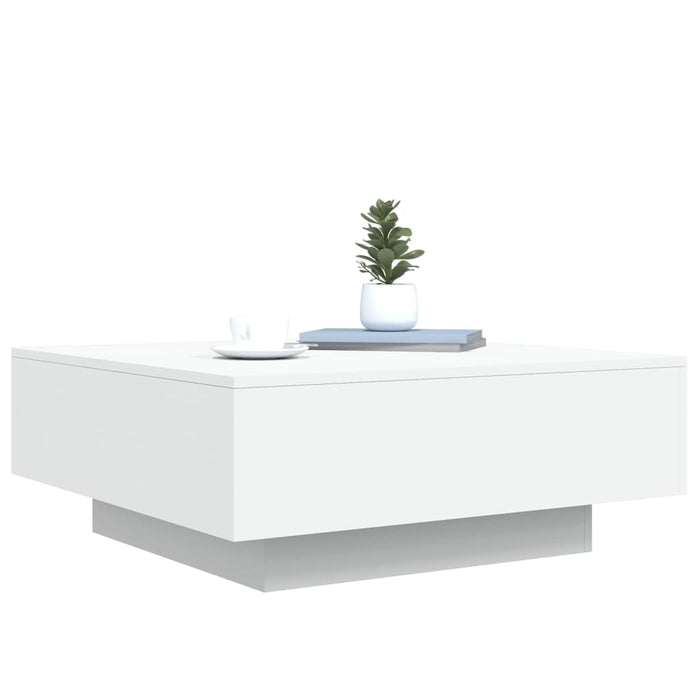 Coffee Table With Led Lights White 80X80X31 Cm Ntlpnn