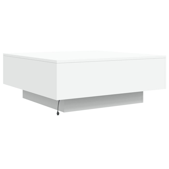 Coffee Table With Led Lights White 80X80X31 Cm Ntlpnn