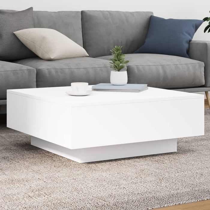 Coffee Table With Led Lights White 80X80X31 Cm Ntlpnn