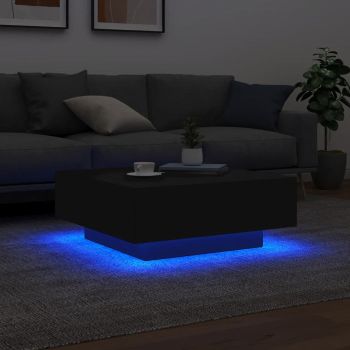 Coffee Table With Led Lights Black 80X80X31 Cm Ntlpnk