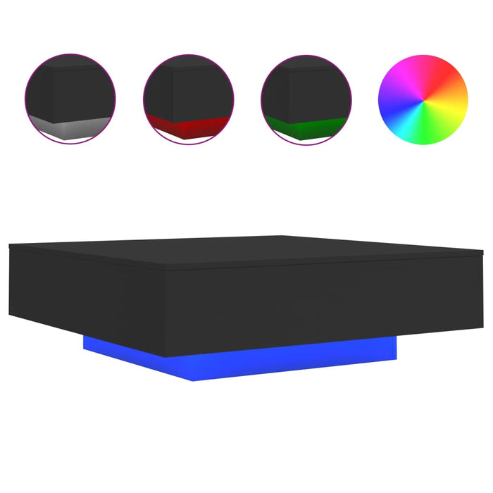 Coffee Table With Led Lights Black 100X100X31 Cm Ntllbt