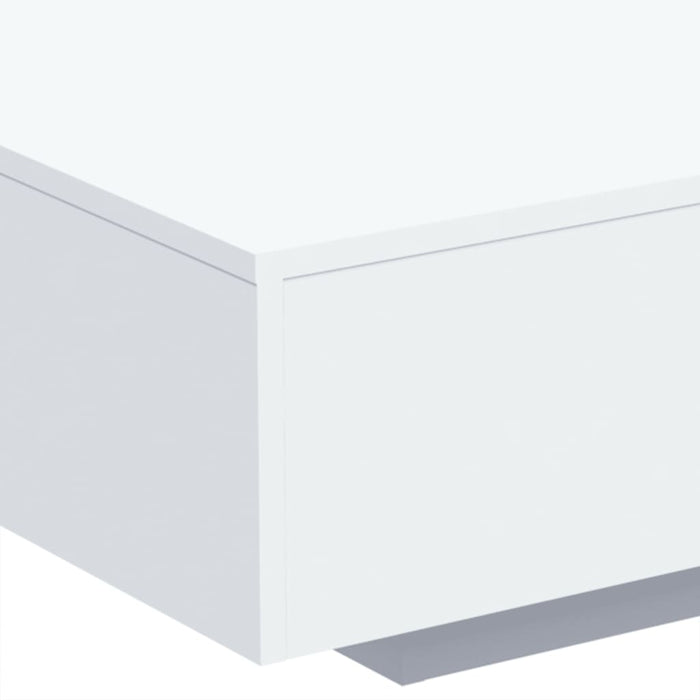 Coffee Table With Led Lights White 85X55X31 Cm Ntllbk