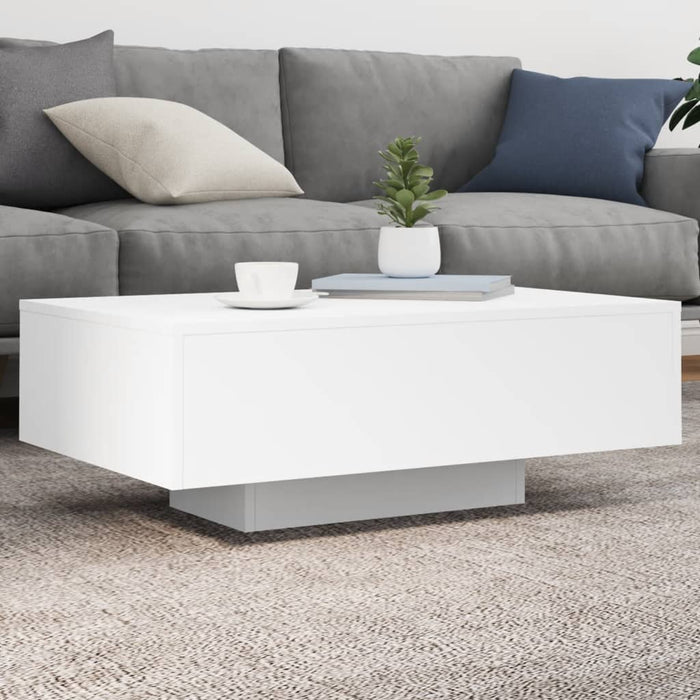 Coffee Table With Led Lights White 85X55X31 Cm Ntllbk