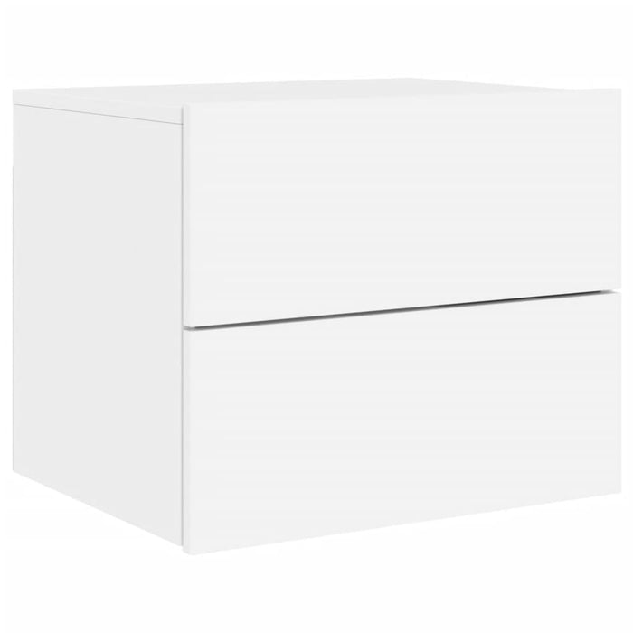 Wall-Mounted Bedside Cabinet With Led Lights White Ntlnox