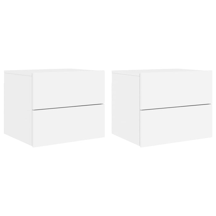 Wall-Mounted Bedside Cabinets With Led Lights 2 Pcs White Ntlnot