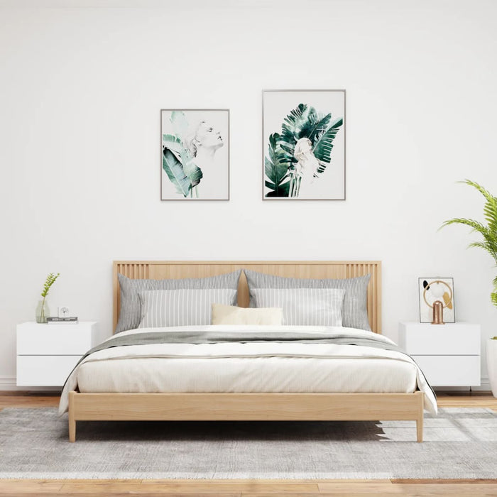 Wall-Mounted Bedside Cabinets With Led Lights 2 Pcs White Ntlnot