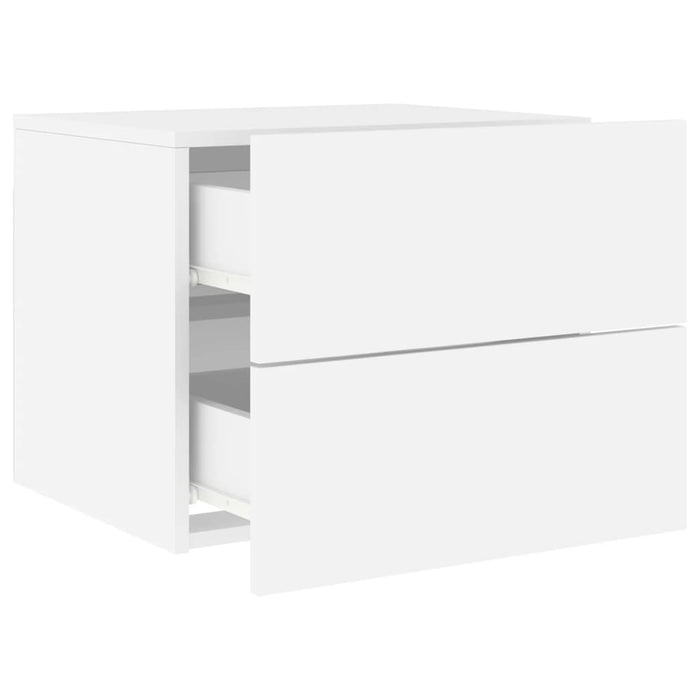 Wall-Mounted Bedside Cabinets With Led Lights 2 Pcs White Ntlnot