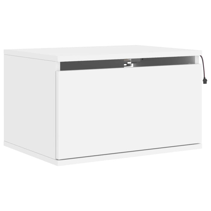 Wall-Mounted Bedside Cabinet With Led Lights White Ntlnxl