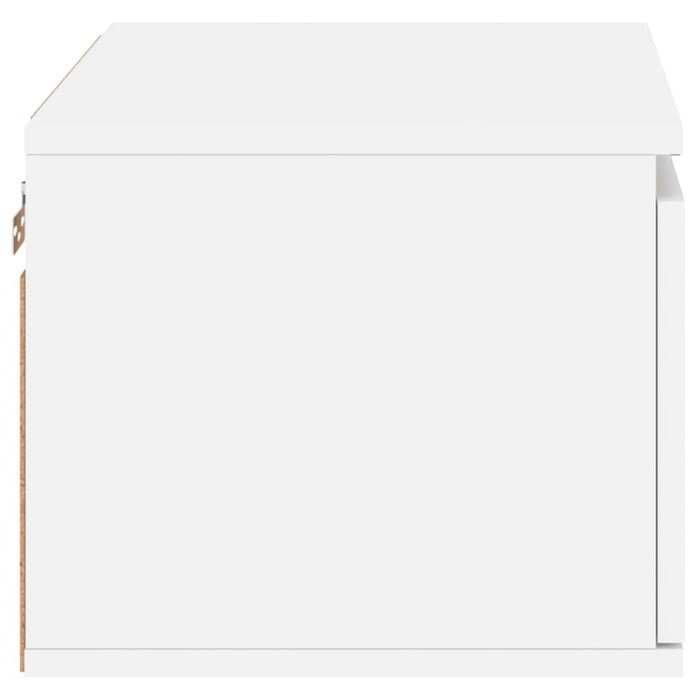 Wall-Mounted Bedside Cabinet With Led Lights White Ntlnxl