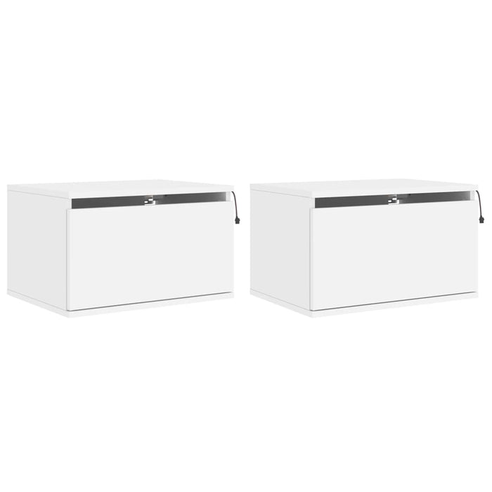 Wall-Mounted Bedside Cabinets With Led Lights 2 Pcs White Ntlnxi