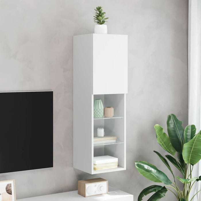 Tv Cabinet With Led Lights White 30.5X30X102 Cm Ntibop