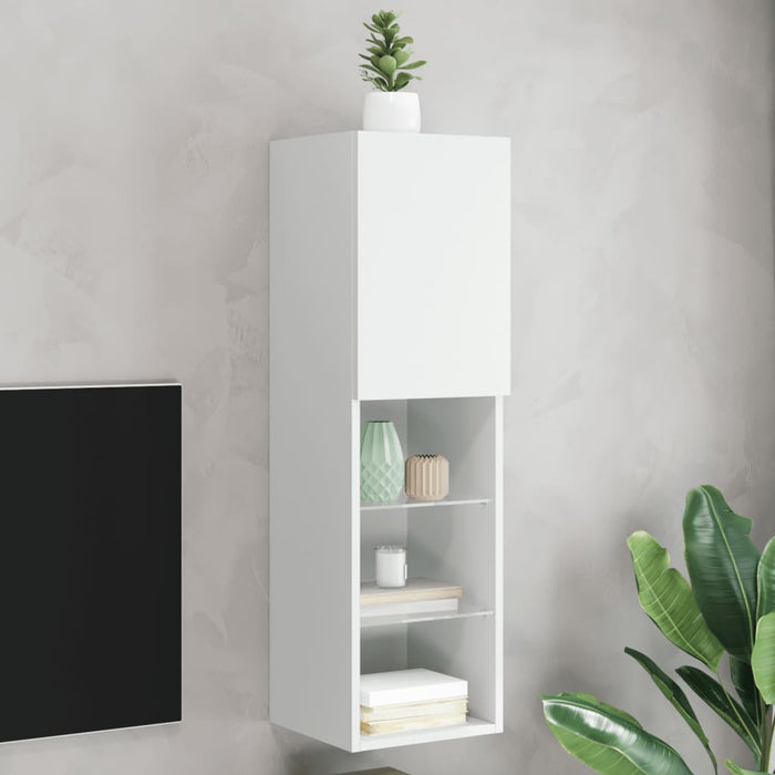 Tv Cabinet With Led Lights White 30.5X30X102 Cm Ntibop
