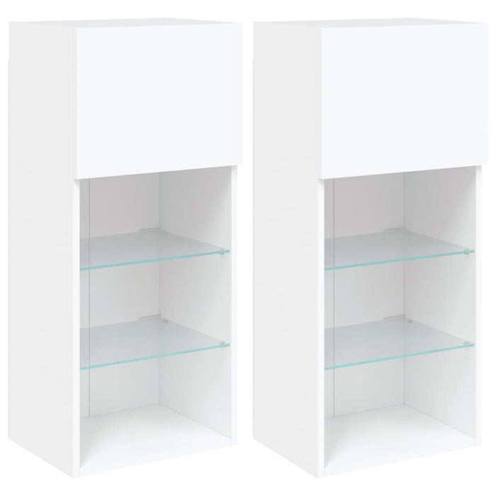Tv Cabinets With Led Lights 2 Pcs White 40.5X30X90 Cm Ntibaa