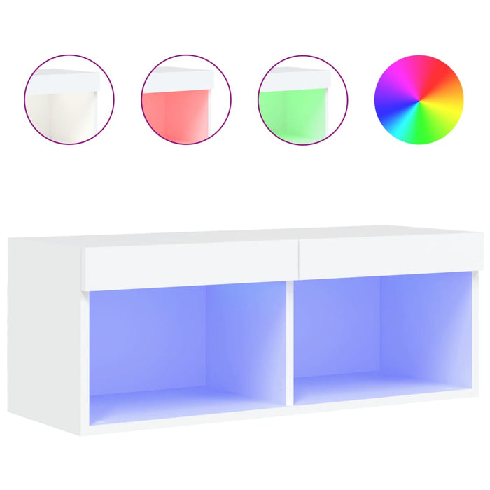 Tv Cabinet With Led Lights White 80X30X30 Cm Ntioao