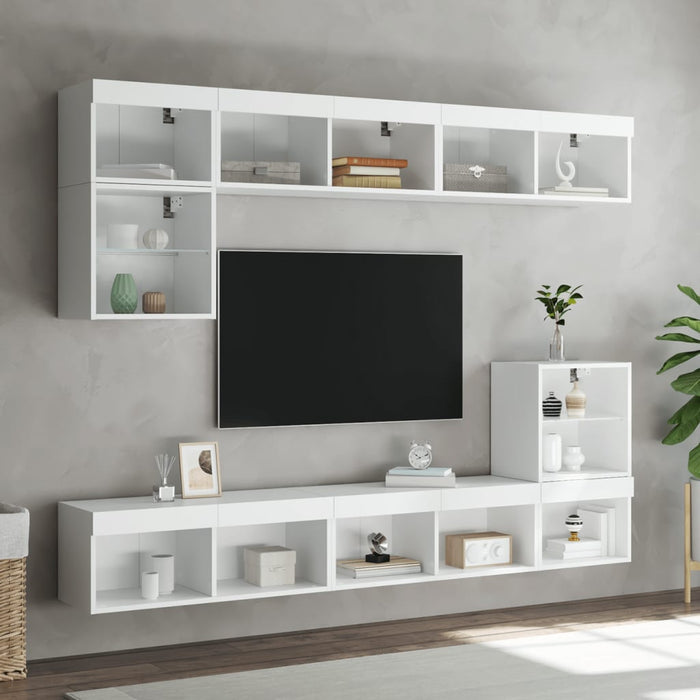 Tv Cabinet With Led Lights White 80X30X30 Cm Ntioao