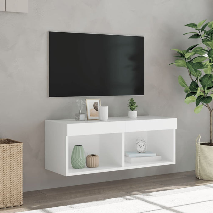 Tv Cabinet With Led Lights White 80X30X30 Cm Ntioao