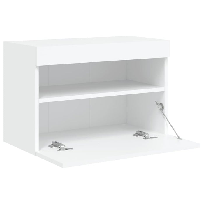 Tv Wall Cabinet With Led Lights White 60X30X40 Cm Ntiont