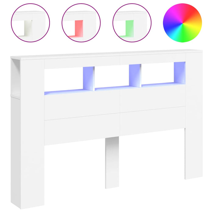 Queen Size Led Headboard White 160 Cm Engineered Wood Ntitpo