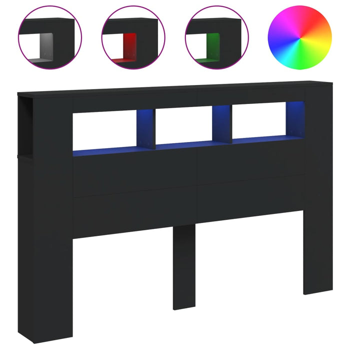 Queen Size Led Headboard Black 160 Cm Engineered Wood Ntitpx