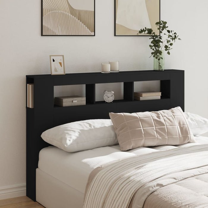 Queen Size Led Headboard Black 160 Cm Engineered Wood Ntitpx