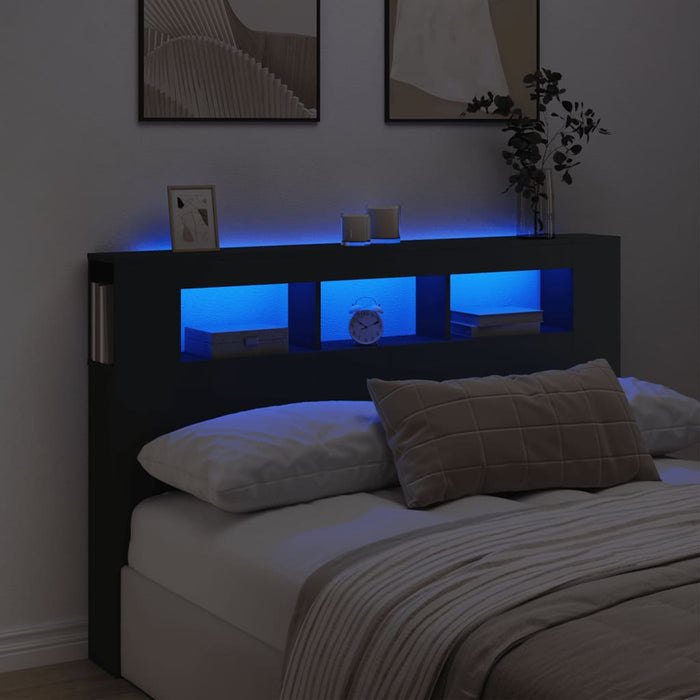 Queen Size Led Headboard Black 160 Cm Engineered Wood Ntitpx