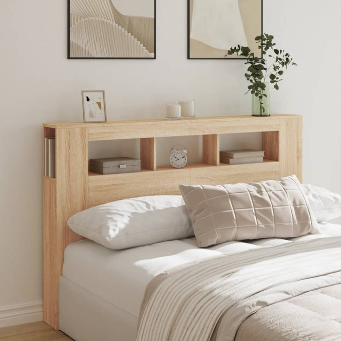 Queen Size Led Headboard Sonoma Oak 160X18.5X103.5 Cm Engineered Wood Ntitpt
