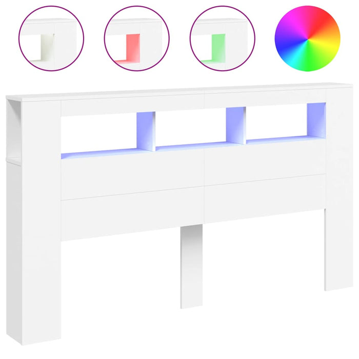 King Size Led Headboard White 180 Cm Engineered Wood Ntitpn