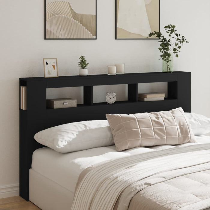King Size Led Headboard Black 180X18.5X103.5 Cm Engineered Wood Ntitpk