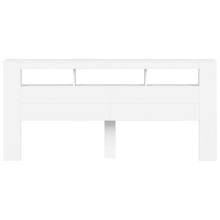 Super King Size Led Headboard White 220 Cm Engineered Wood Ntitix