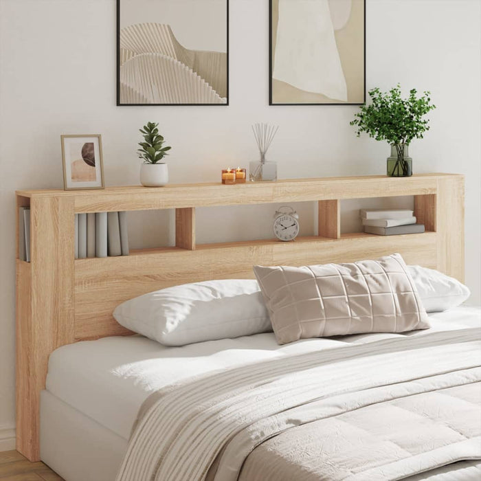 Super King Size Led Headboard Sonoma Oak 220 Cm Engineered Wood Ntitia