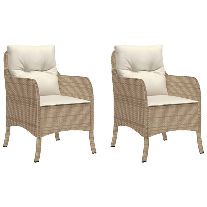 Garden Chairs With Cushions 2 Pcs Beige Poly Rattan Tlpoan