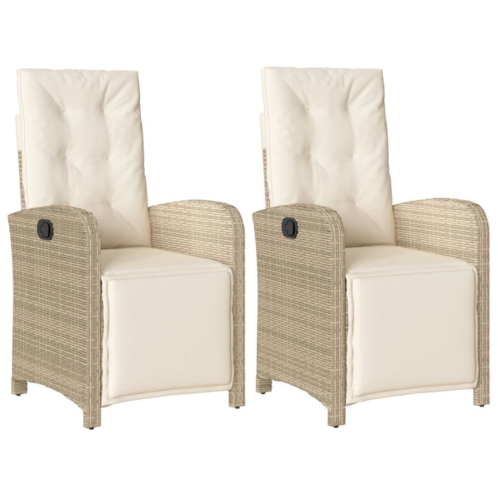 Reclining Garden Chairs 2 Pcs With Footrest Beige Poly Rattan Tlpokl