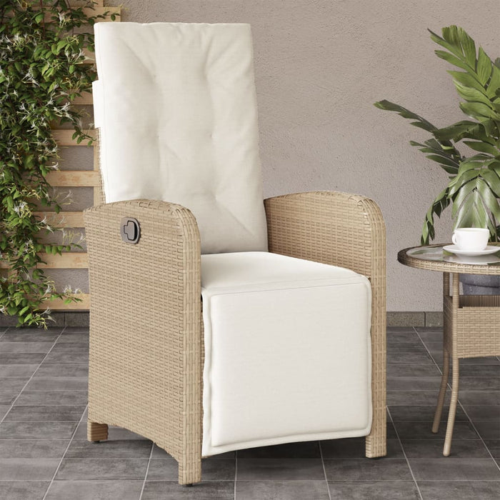 Reclining Garden Chairs 2 Pcs With Footrest Beige Poly Rattan Tlpokl
