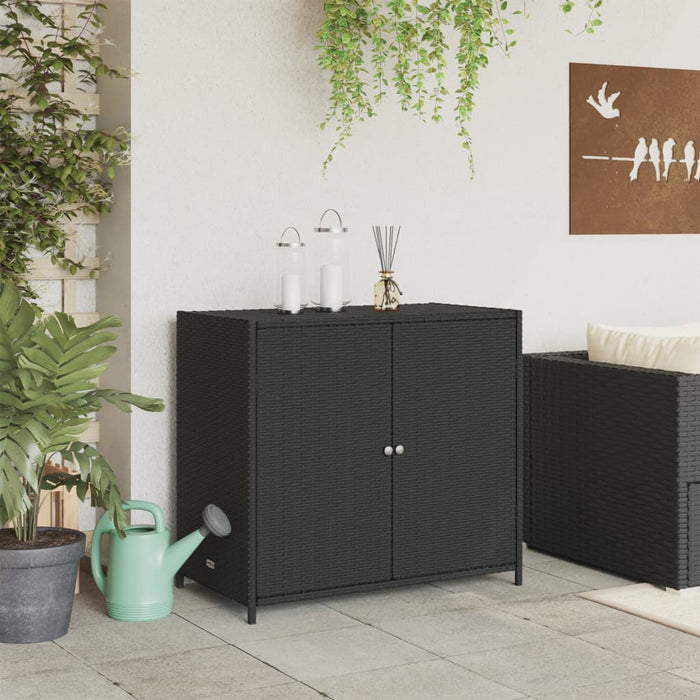 Garden Storage Cabinet Black 83X45X76 Cm Poly Rattan Tlppat
