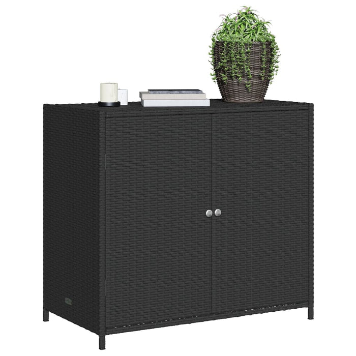 Garden Storage Cabinet Black 83X45X76 Cm Poly Rattan Tlppat