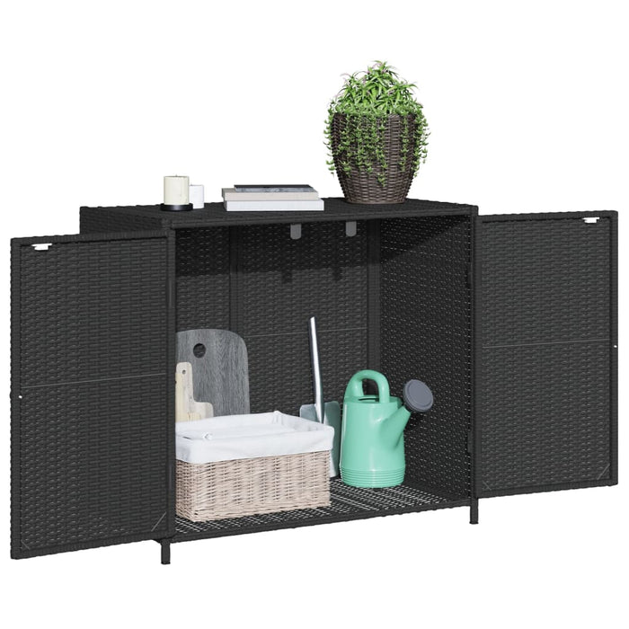 Garden Storage Cabinet Black 83X45X76 Cm Poly Rattan Tlppat