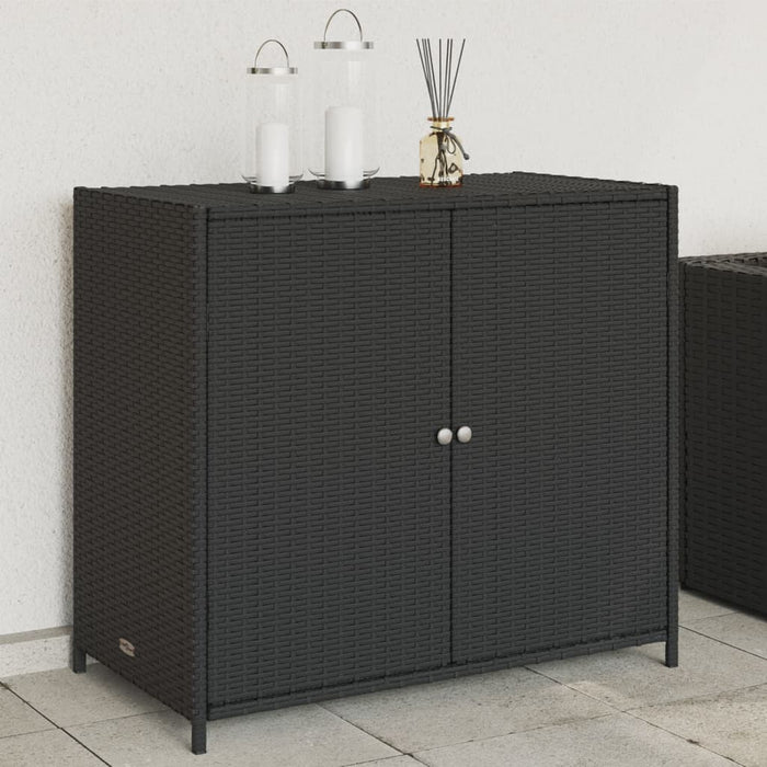 Garden Storage Cabinet Black 83X45X76 Cm Poly Rattan Tlppat