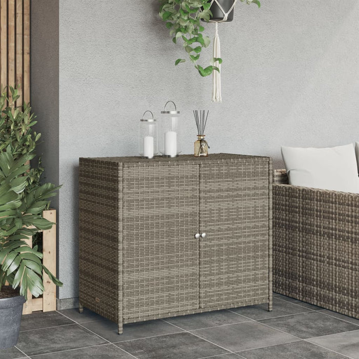 Garden Storage Cabinet Grey 83X45X76 Cm Poly Rattan Tlppap