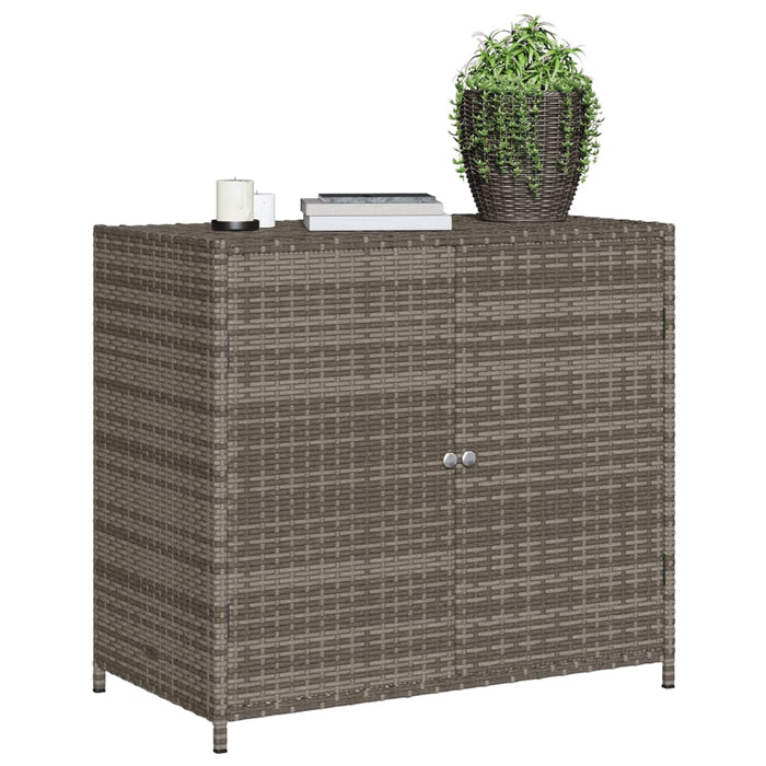 Garden Storage Cabinet Grey 83X45X76 Cm Poly Rattan Tlppap