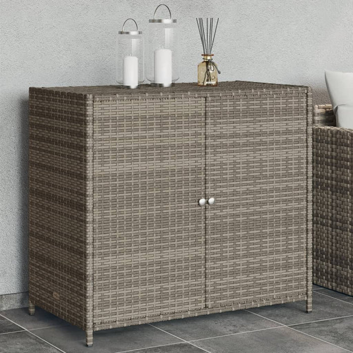 Garden Storage Cabinet Grey 83X45X76 Cm Poly Rattan Tlppap