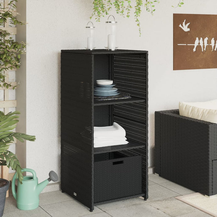 Garden Storage Cabinet Black 50X55X115 Cm Poly Rattan Tlppai