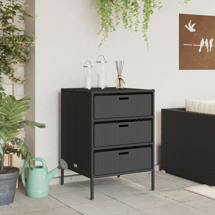 Garden Storage Cabinet Black 55X59X80 Cm Poly Rattan Tlpppo