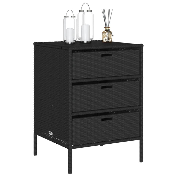 Garden Storage Cabinet Black 55X59X80 Cm Poly Rattan Tlpppo