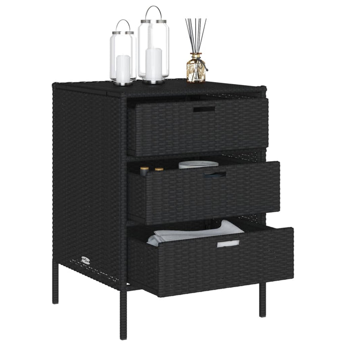 Garden Storage Cabinet Black 55X59X80 Cm Poly Rattan Tlpppo