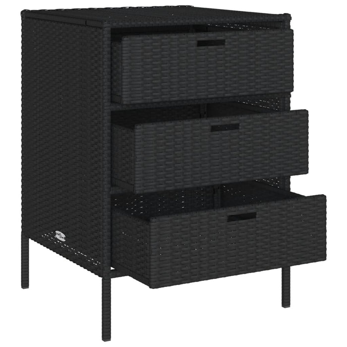 Garden Storage Cabinet Black 55X59X80 Cm Poly Rattan Tlpppo