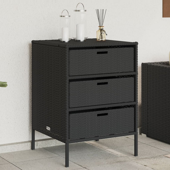 Garden Storage Cabinet Black 55X59X80 Cm Poly Rattan Tlpppo