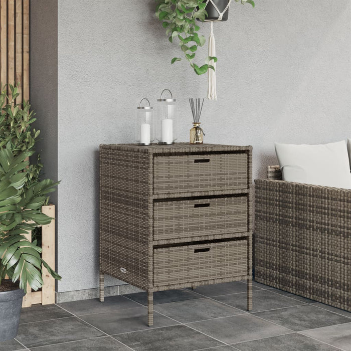 Garden Storage Cabinet Grey 55X59X80 Cm Poly Rattan Tlpppt